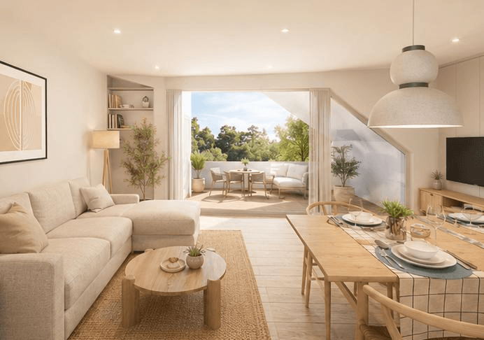 Salón-cocina diáfano con salida a terraza